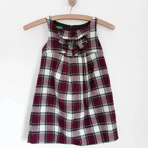 4-5Y United Colors Of Benetton Plaid Girls Holiday Plaid Jumper Dress Vintage
